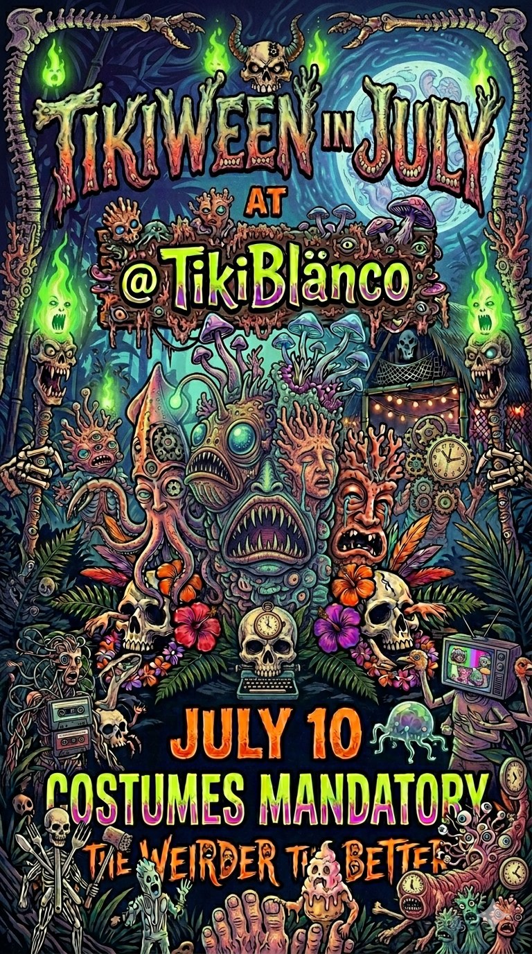 Tikiween in July at TikiBlänco, July 10 2026 — Costumes Mandatory, The Weirder The Better